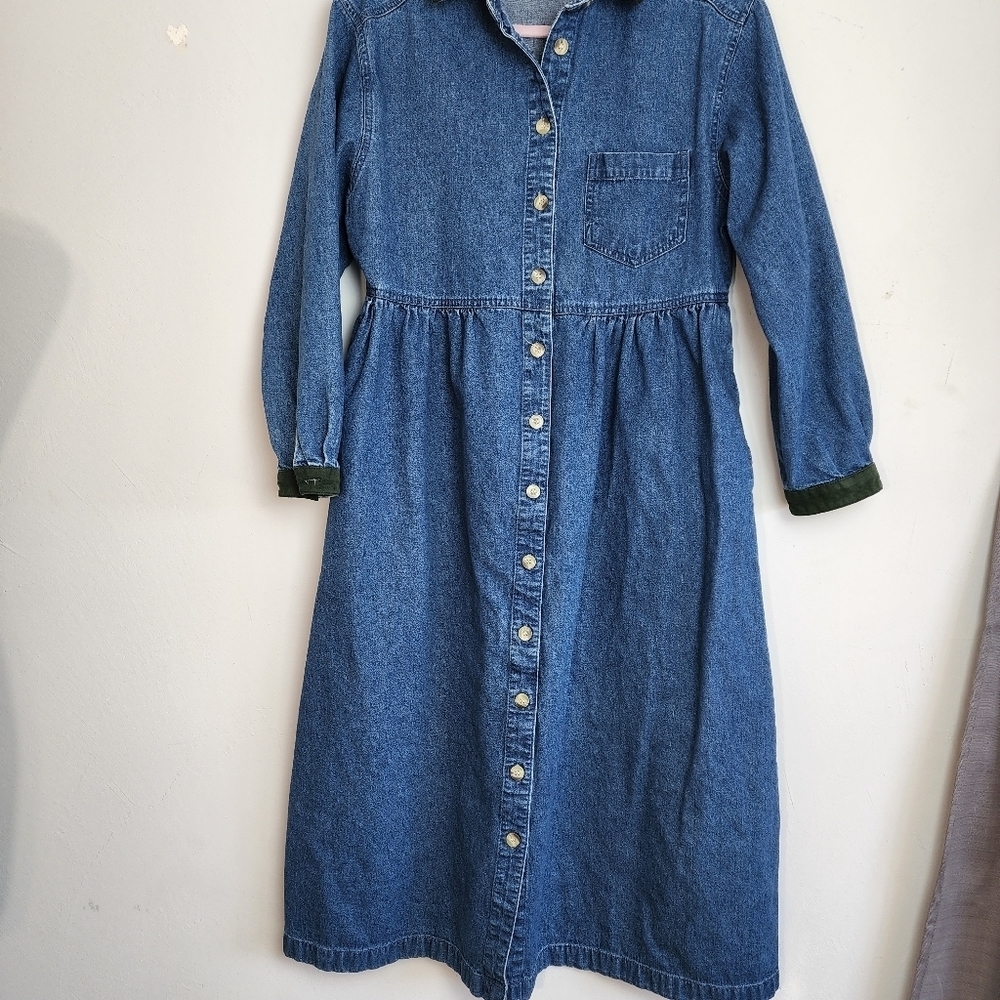 Original TY Wear Vintage Denim Collared Button Women's Midi Dress Size Petite S - Picture 8 of 8